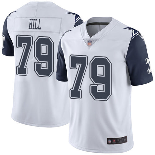 Custom Cowboys #79 Trysten Hill White Men’s Stitched Football Limited Rush Jersey