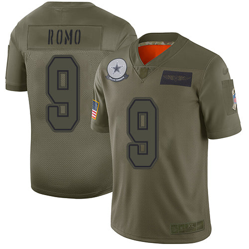 Custom Cowboys #9 Tony Romo Camo Men’s Stitched Football Limited 2019 Salute To Service Jersey