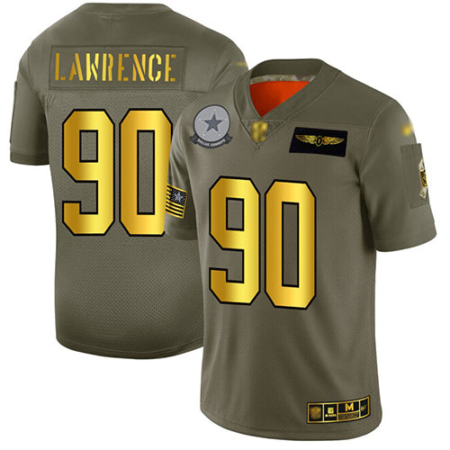 Custom Cowboys #90 Demarcus Lawrence Camo Gold Men’s Stitched Football Limited 2019 Salute To Service Jersey