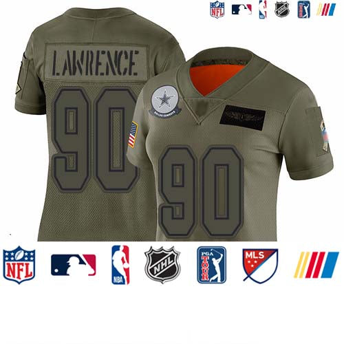 Custom Cowboys #90 Demarcus Lawrence Camo Women’s Stitched Football Limited 2019 Salute to Service Jersey