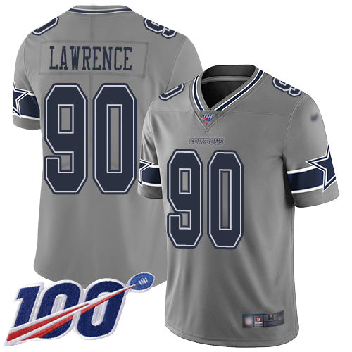 Custom Cowboys #90 Demarcus Lawrence Gray Youth Stitched Football Limited Inverted Legend 100th Season Jersey