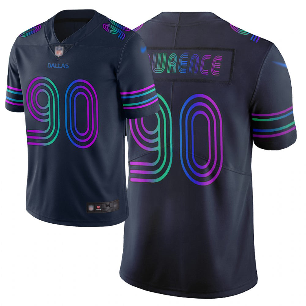 Custom Cowboys #90 Demarcus Lawrence Navy Men’s Stitched Football Limited City Edition Jersey