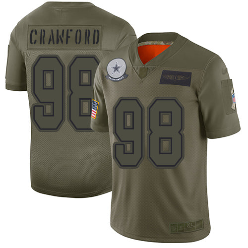 Custom Cowboys #98 Tyrone Crawford Camo Men’s Stitched Football Limited 2019 Salute To Service Jersey