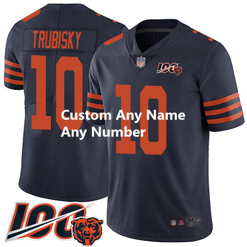 Custom Custom Bears Navy Blue Alternate Men’s Stitched Football 100th Season Vapor Limited Jersey