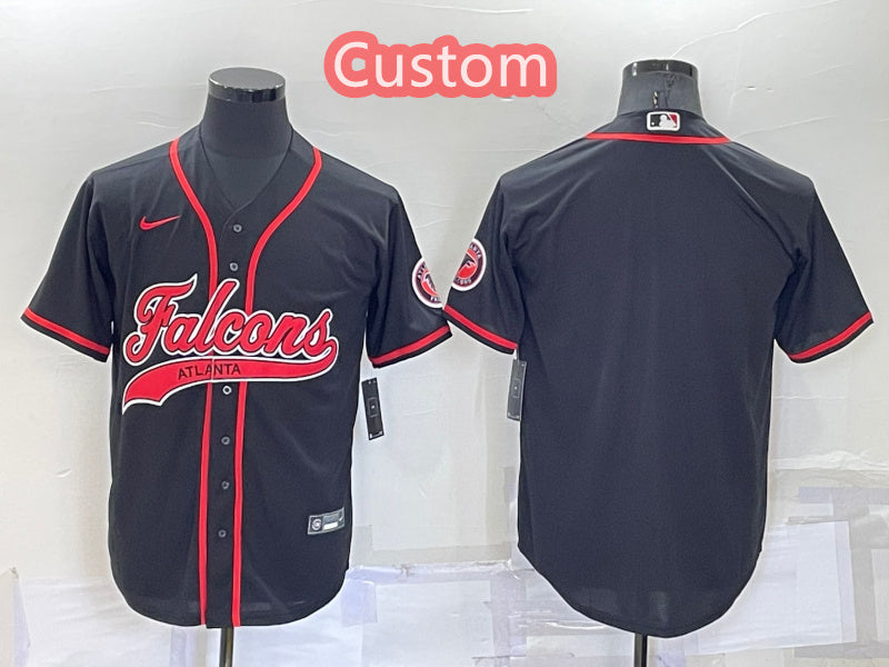 Custom Custom Men’s Atlanta Falcons Black Cool Base Stitched Baseball Jersey
