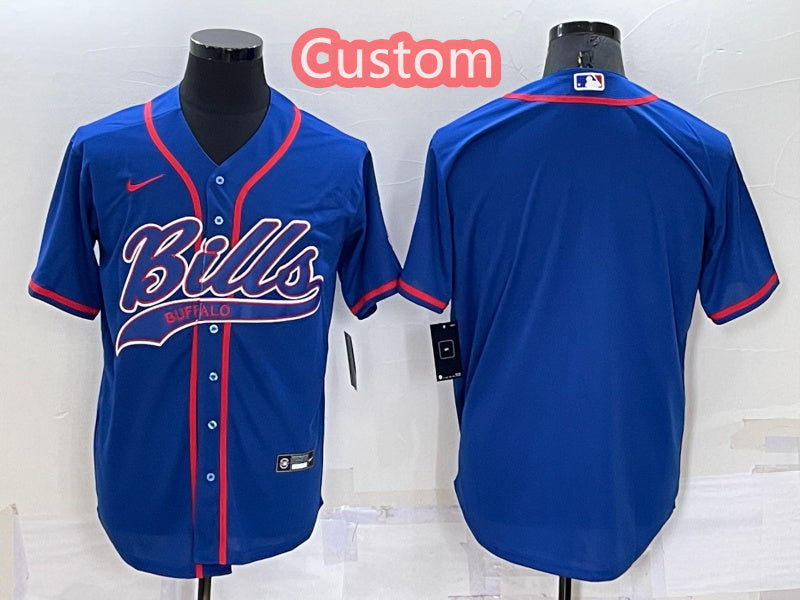Custom Custom Men’s Buffalo Bills Royal Cool Base Stitched Baseball Jersey