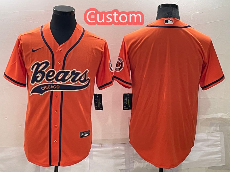 Custom Custom Men’s Chicago Bears Orange Stitched Jersey