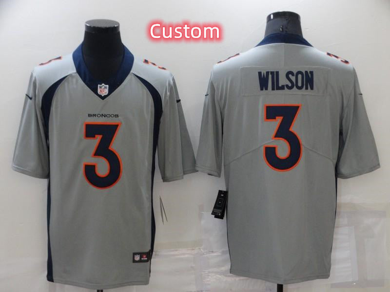 Custom Custom Men’s Denver Broncos Grey Stitched Jersey