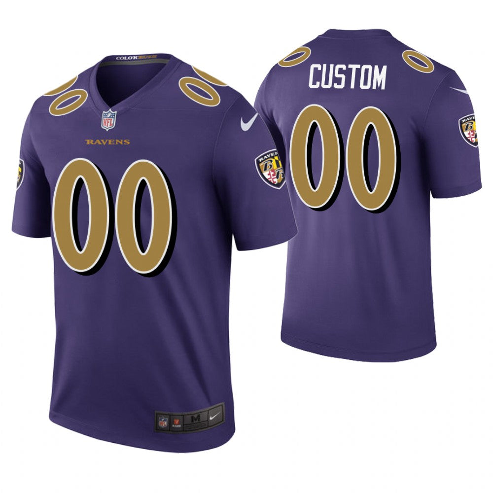 Custom Custom Men Baltimore Ravens Purple Color Rush Jersey
