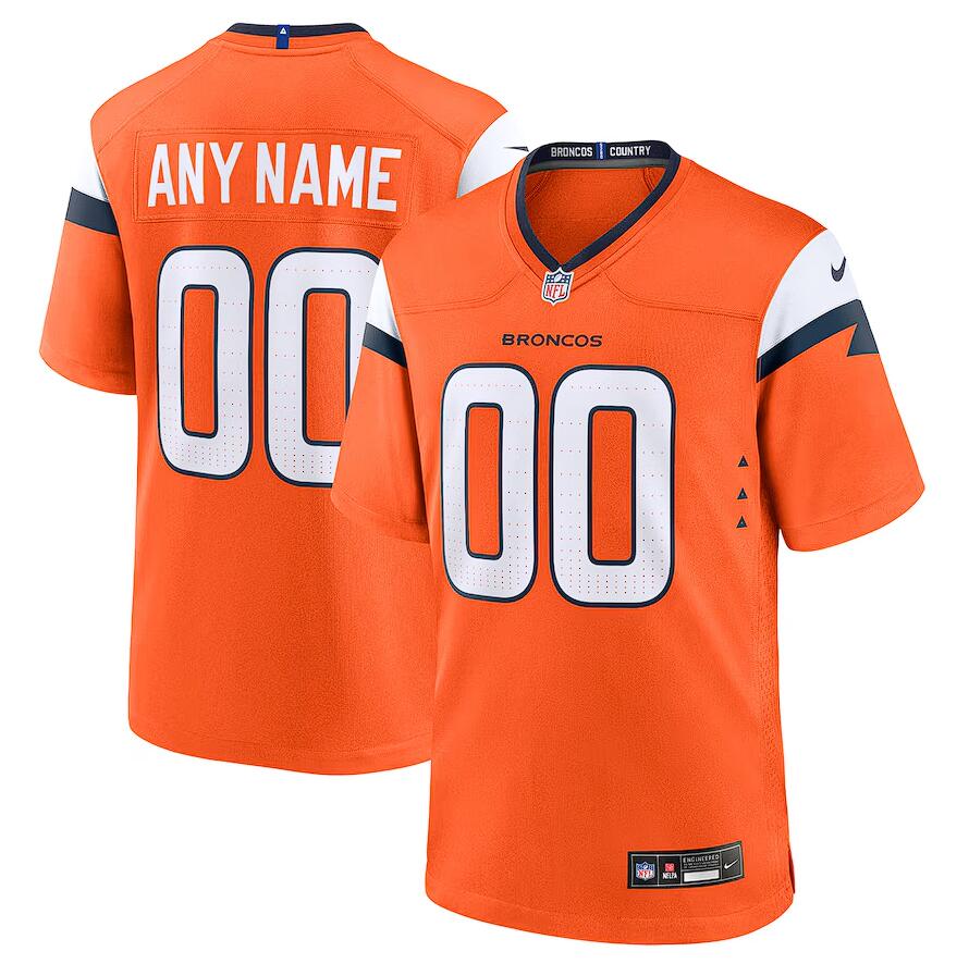 Custom Custom Denver Broncos Game Orange Jersey