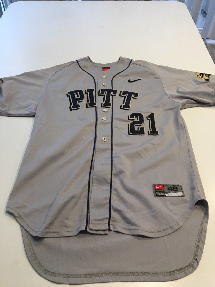 Custom Custom PITT Pittsburgh Panthers Gray Baseball Jerseys