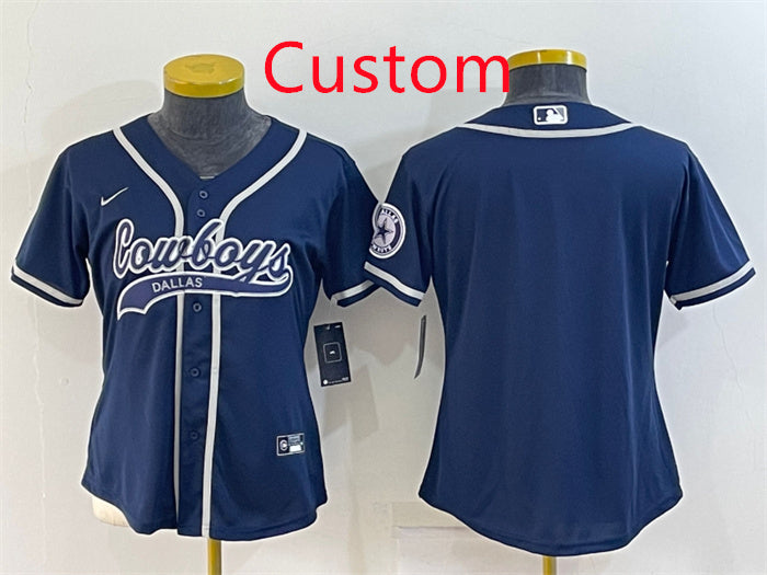 Custom Custom Women’s Dallas Cowboys Navy Baseball Jersey