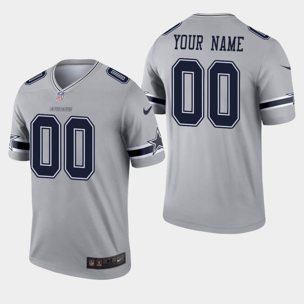 Custom Dallas Cowboys #00 Custom Inverted Legend Gray Jersey