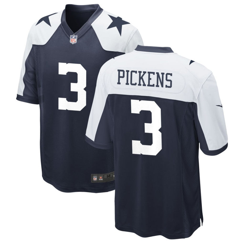 Custom Dallas Cowboys #3 George Pickens Navy Alternate Game Jersey