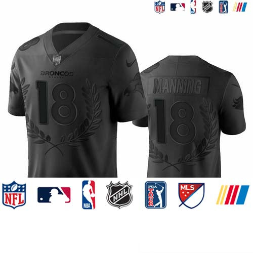 Custom Denver Broncos #18 Peyton Manning Men’s Black NFL MVP Limited Edition Jersey