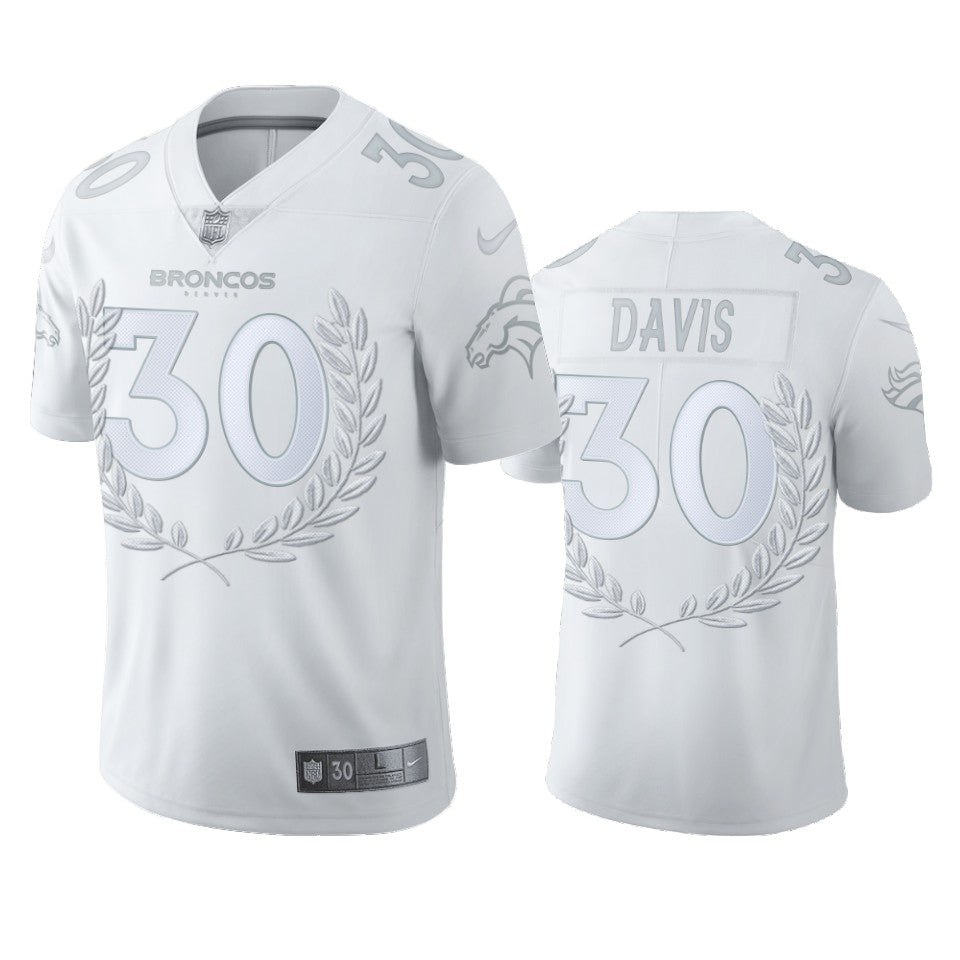 Custom Denver Broncos #30 Terrell Davis Men”s Platinum NFL MVP Limited Edition Jersey