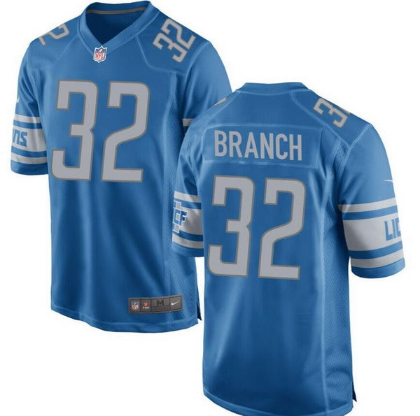 Custom Men’s Detroit Lions #32 Brian branch Game Blue Jersey
