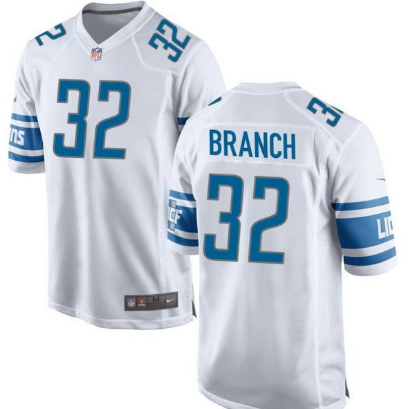 Custom Men’s Detroit Lions #32 Brian Branch Game Whtie Jersey