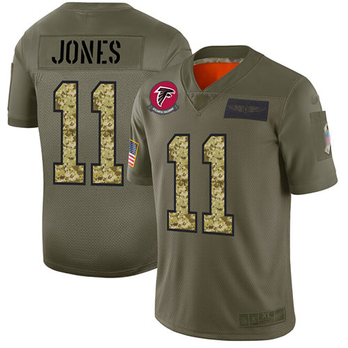 Custom Falcons #11 Julio Jones Olive Camo Men’s Stitched Football Limited 2019 Salute To Service Jersey