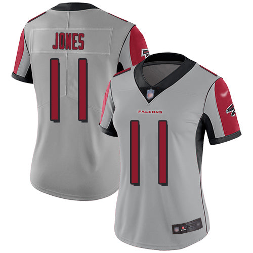 Custom Falcons #11 Julio Jones Silver Women’s Stitched Football Limited Inverted Legend Jersey