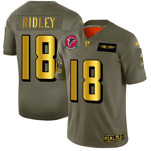 Custom Falcons #18 Calvin Ridley Camo Gold Men’s Stitched Football Limited 2019 Salute To Service Jersey