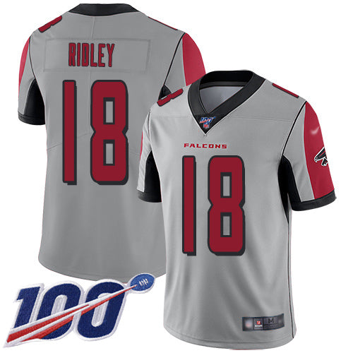 Custom Falcons #18 Calvin Ridley Silver Men’s Stitched Football Limited Inverted Legend 100th Season Jersey