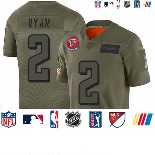 Custom Falcons #2 Matt Ryan Camo Youth Stitched Football Limited 2019 Salute to Service Jersey