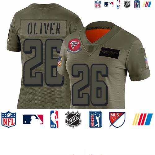 Custom Falcons #26 Isaiah Oliver Camo Women’s Stitched Football Limited 2019 Salute to Service Jersey