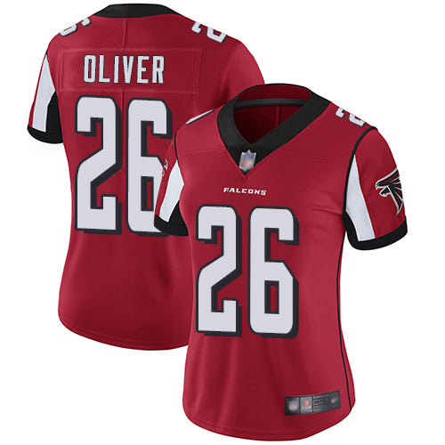 Custom Falcons #26 Isaiah Oliver Red Team Color Women’s Stitched Football Vapor Untouchable Limited Jersey