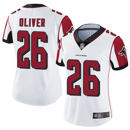 Custom Falcons #26 Isaiah Oliver White Women’s Stitched Football Vapor Untouchable Limited Jersey
