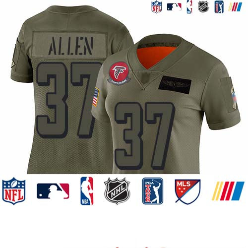 Custom Falcons #37 Ricardo Allen Camo Women’s Stitched Football Limited 2019 Salute to Service Jersey