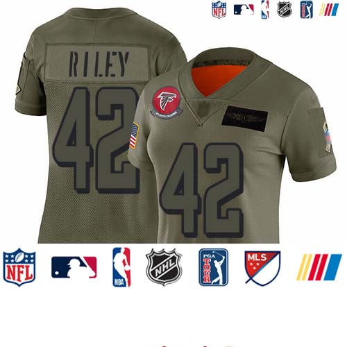 Custom Falcons #42 Duke Riley Camo Women’s Stitched Football Limited 2019 Salute to Service Jersey