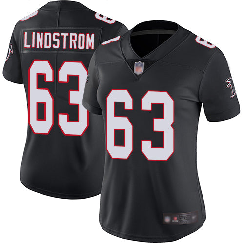 Custom Falcons #63 Chris Lindstrom Black Alternate Women’s Stitched Football Vapor Untouchable Limited Jersey