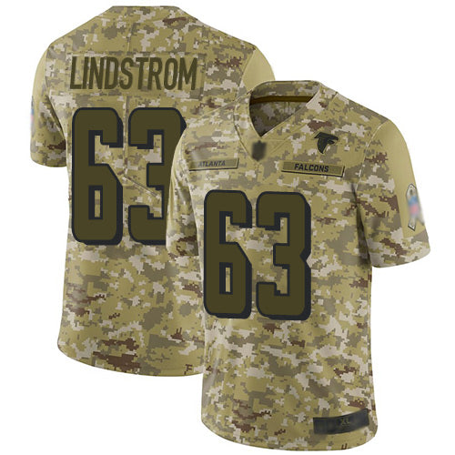 Custom Falcons #63 Chris Lindstrom Camo Men’s Stitched Football Limited 2018 Salute To Service Jersey