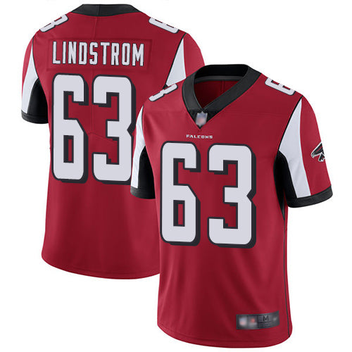 Custom Falcons #63 Chris Lindstrom Red Team Color Men’s Stitched Football Vapor Untouchable Limited Jersey
