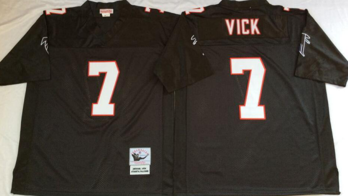 Custom Falcons #7 Michael Vick Black Throwback Jersey