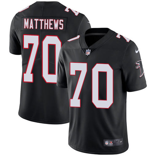 Custom Falcons #70 Jake Matthews Black Alternate Youth Stitched Football Vapor Untouchable Limited Jersey