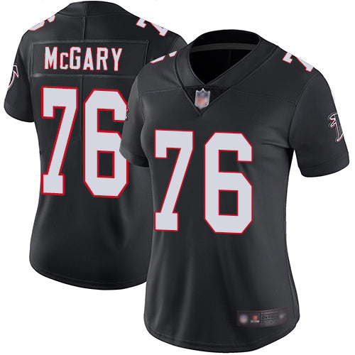 Custom Falcons #76 Kaleb McGary Black Alternate Women’s Stitched Football Vapor Untouchable Limited Jersey