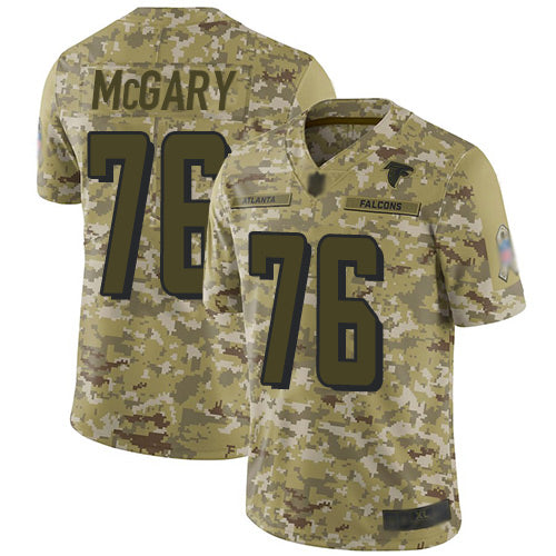 Custom Falcons #76 Kaleb McGary Camo Men’s Stitched Football Limited 2018 Salute To Service Jersey