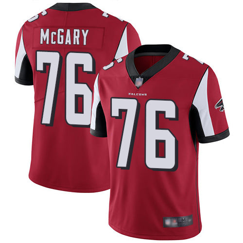 Custom Falcons #76 Kaleb McGary Red Team Color Youth Stitched Football Vapor Untouchable Limited Jersey