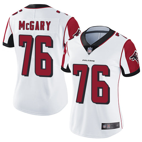 Custom Falcons #76 Kaleb McGary White Women’s Stitched Football Vapor Untouchable Limited Jersey