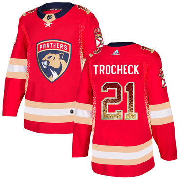 Custom Florida Panthers 21 Vincent Trocheck Red Drift Fashion  Jersey