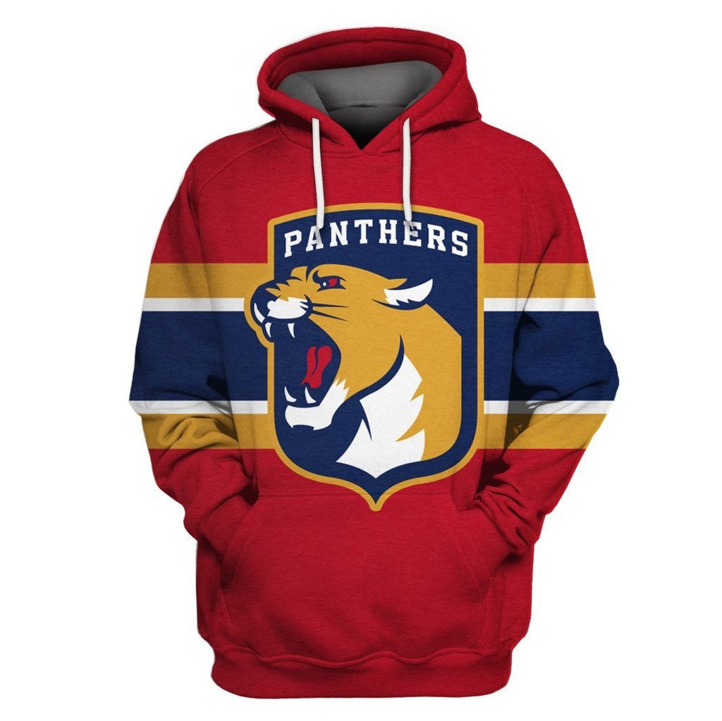 Custom Florida Panthers Red All Stitched Hooded Sweatshirt