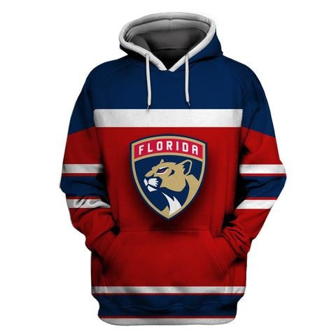 Custom Florida Panthers Red Navy All Stitched Hooded Sweatshirt