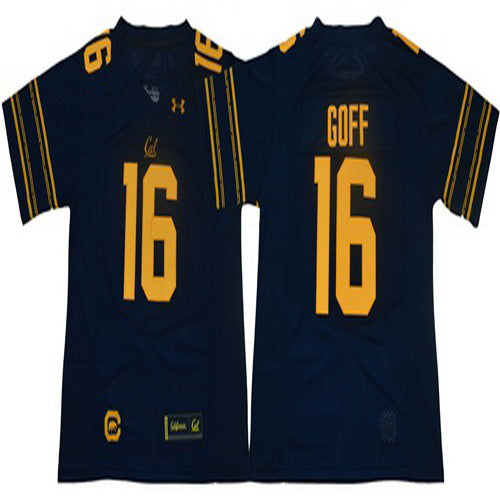 Custom Golden Bears #16 Jared Goff Navy Blue Under Armour Premier Stitched NCAA Jersey