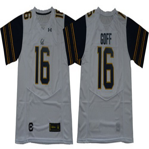 Custom Golden Bears #16 Jared Goff White Under Armour Premier Stitched NCAA Jersey