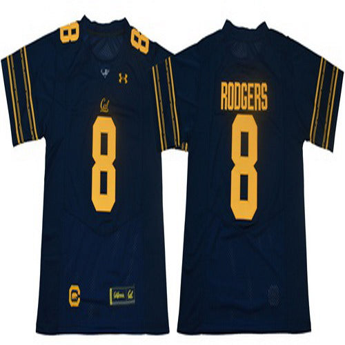 Custom Golden Bears #8 Aaron Rodgers Navy Blue Under Armour Premier Stitched NCAA Jersey