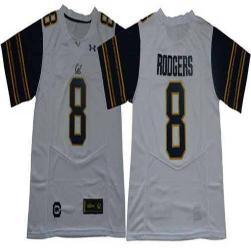 Custom Golden Bears #8 Aaron Rodgers White Under Armour Premier Stitched NCAA Jersey