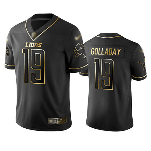 Custom Lions #19 Kenny Golladay Black Men’s Stitched Football Limited Golden Edition Jersey