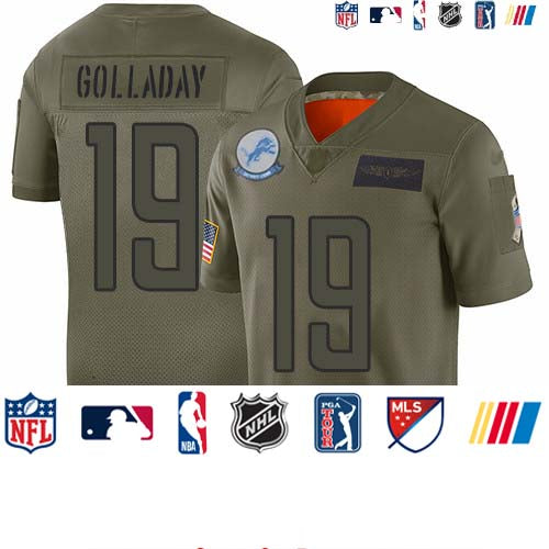 Custom Lions #19 Kenny Golladay Camo Men’s Stitched Football Limited 2019 Salute To Service Jersey